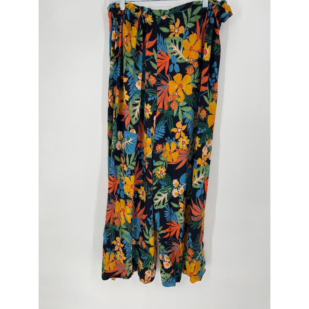 Angie Pants Women’s Large Floral Tropical High Wrap Slit Oversized Coastal